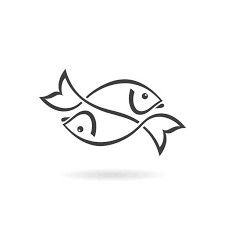 two fish swimming side by side on a white background