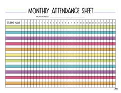 a printable attendance sheet for students