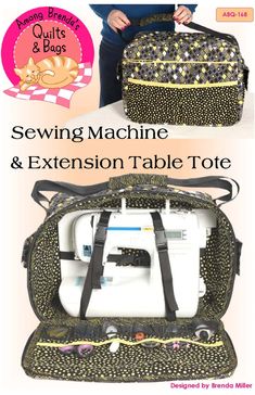 Sewing Machine Tote Pattern by Among Brendas Quilts and Bags Sewing Machine Extension Table, Sewing Machine Cover Pattern, Portable Sewing Machine, Quilted Bag Patterns, Sewing Spaces, Sewing Machine Quilting, Vintage Sewing Notions, Sewing Machine Cover, Bags Diy