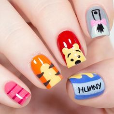 Eeyore Nail Art, Winnie The Pooh Nails, Shower Nails, Mickey Nails