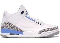 Jordan 3 Retro UNC (2020) - CT8532-104 Carolina Do Norte, Nike Air Jordan 3, Jordan Shoes Girls, Jordan Shoes Retro, Jordan 3 Retro, Air Jordan 3 Retro, Cute Nike Shoes, Fresh Shoes, Hype Shoes