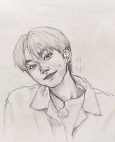 a pencil drawing of a person with short hair