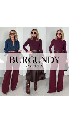 Burgundy Pants Outfit Work, Burgundy Color Combinations, Burgundy Pants Outfit, Burgundy Outfits, Pants Outfit Work, Engagement Photo Outfits Fall, Ig Bio, Burgundy Outfit, Burgundy Pants