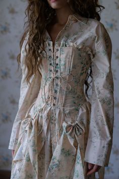 The Villa A La Mode Corset The Romantics, Silk Dressing Gown, Corset Skirt, Northern England, Puff Dress, Cord Lace, Old Clothes, Knitted Coat, Day Dress