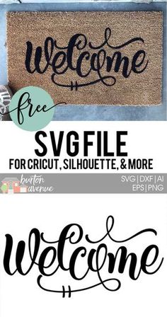 welcome door mat with the words svg file for cricut, silhouette and more