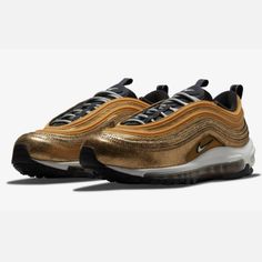 Nike Air Max 97 Golden Gals Womens Shoes Do5881-700 Brand New - With Original Box Womens Size 9.5 Air Max 270 Women, How To Make Brown, Nike Gold, Nike Models, Huarache Run, Nike Air Max For Women, Nike Air Force Ones, Air Max Women, Nike Air Huarache