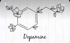 the word dopaanine written in black ink on a white background with flowers