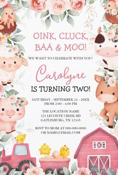 a baby shower with farm animals and flowers