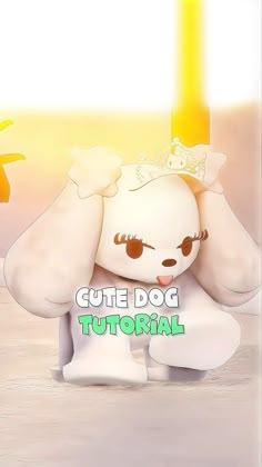 an animated image of a stuffed animal with the words cute dog tutor