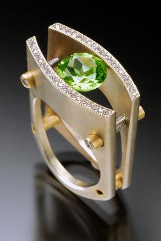 Ring | Ivan Sagel kind of amazing! Fun Rings, Gold Gallery, Green Ring, Ringe Gold, Luxury Diamonds, Peridot Gemstone, Rock Stars, Bling Rings, Contemporary Jewellery