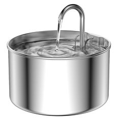 a silver pot with water coming out of the top and into it's bottom