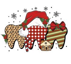 an image of christmas decorations on the teeth