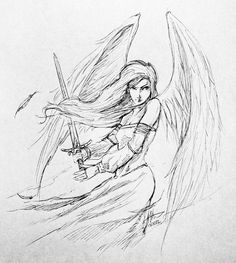 Ballpoint Sketch, Rebecca Guay, Angel Sketch, Angel Drawing, Fantasy Drawings, Arte Sketchbook, A Pencil, Art Tutorial, Art Drawings Sketches Simple