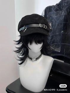 Original Design Women's Black Beret Punk Style Subculture Neutral Painter Hat Cross Metal Girls Caps Punk Poses, Easy Hair Drawings, Japanese Accessories, Punk Subculture, Cool Hair Designs, Black Beret, Hair Inspiration Short, Unique Hats, Metal Hair