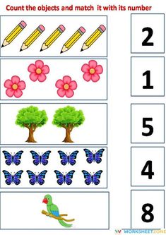 the worksheet for counting numbers with butterflies and flowers