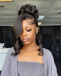 Sleek Ponytail Hairstyles, Frontal Wig Hairstyles, Hoco Hairstyles, Quick Weave Hairstyles, Wig Styling, Frontal Hairstyles, Prom Inspo, Pretty Braided Hairstyles, Hair Idea