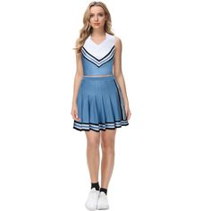 PRICES MAY VARY. Women Princess Olivia Cheerleading Uniform Cheerleader Costume Dress Women Girls High School Sports Game Cheer Uniform Top Mini Skirt Outfit Perfect Design: Teens top and skirt, unique collar and pleated skirt design. In a simple and modern style, Halloween cheerleader uniform for women girls features attractive designs and has a lovely and classic color scheme that will easily win favors from others, makes you the spotlight of parties. Material & Size: Olivia cheerleader skirt outfit is made of premium polyester, really soft, breathable and comfortable to wear. Hand wash & washing machine are available. NOTICE: please double check the size chart before you place the order. Occasions: Our girls cheerleading outfit is suitable for Princess Olivia cosplay, Halloween, Christm Girls Cheerleader Costume, Cheer Costumes, Cheerleader Skirt, The Princess Diaries, Blue Cheer, Cheerleader Costume, Outfits Unique, White Costumes, Cheerleading Uniforms