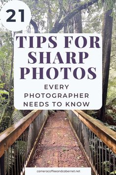 a wooden bridge with the words tips for sharp photos every photographer needs to know on it