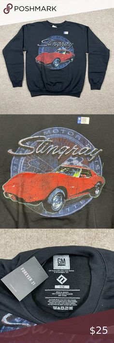 Forever 21 Sweater Womens Medium Black Stingray Car GM Stingray Car, Forever 21 Sweater, Stingray, Forever 21, Sweaters For Women, Dresses