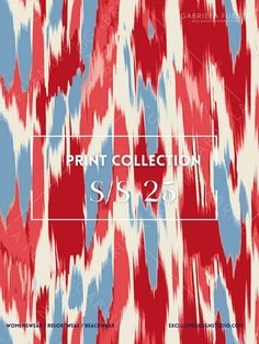 a red, white and blue pattern with the words print collection s / 2 0