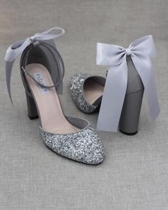 Prom Shoes Silver, Silver Bridesmaid, Heels Silver, Sparkly Heels, Bridal Heels, Bridesmaid Shoes, Fancy Shoes