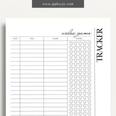 the printable daily planner is shown in black and white, with stars on it