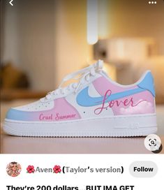 Taylor Swift Shoes, Pink Couple, Tenis Air Force, Custom Af1, Preppy Shoes, Cruel Summer