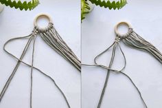 two pictures of the same object with strings attached to it