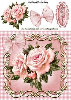 some pink roses are on a checkered table cloth