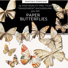 the paper butterflies are arranged on top of each other