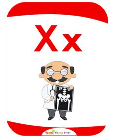 the letter x with a cartoon character holding a skeleton