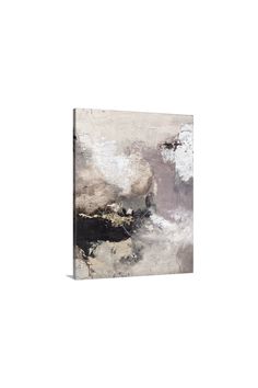 an abstract painting with grey and white colors