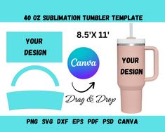 the sublimation tumbler template is available for use with any mug or cup