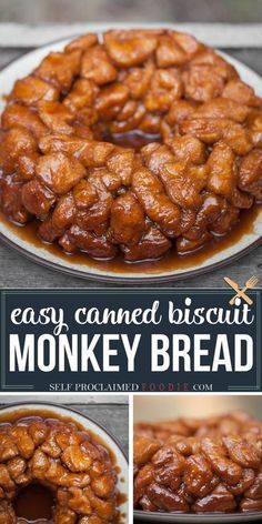 an image of a monkey bread recipe on a plate with the words granny's monkey bread above it