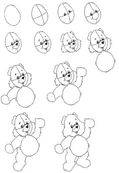 teddy bears with different shapes and sizes to color on the page in this coloring book