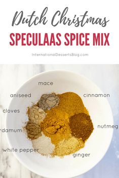 spices in a white bowl with the words spice mix on it and an image of different spices