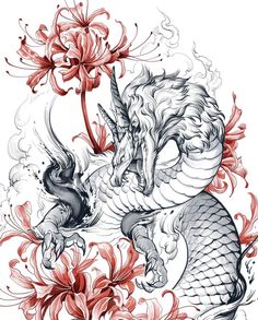 Dragon Sketch Japanese, Japanese Dragon Drawing, Dragon Sleeve, Dragon Tattoo Art, Dragon Sleeve Tattoos, Dragon Sketch, Asian Tattoos