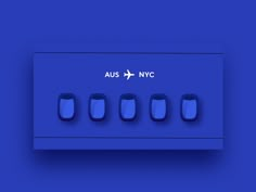 the blue switches have four buttons on each one and are pointing to an air new york plane