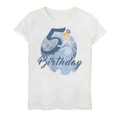 The birthday kiddo will love having everyone celebrate their birthday in style with this Disney's Cinderella girls' Cinderella 5th Birthday Graphic Tee. The birthday kiddo will love having everyone celebrate their birthday in style with this Disney's Cinderella girls' Cinderella 5th Birthday Graphic Tee. Crewneck Short sleevesFABRIC & CARE Cotton Machine wash - Delicate Imported Size: Medium. Color: White. Gender: female. Age Group: kids. Birthday Graphic, 6th Birthday, 8th Birthday, Girls Tees, 5th Birthday, Gender Female, Fabric Care, In Style, Cinderella