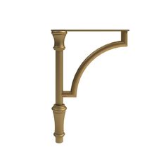 a gold metal shelf bracket on a white background with clipping for text or image