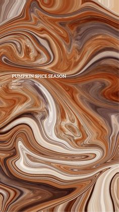 an abstract marble background with the words pumpkin spice season written in white and brown colors