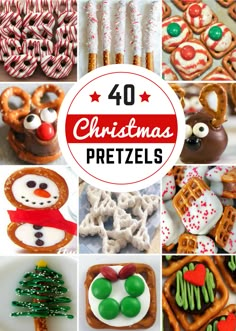 christmas pretzels collage with text overlay that reads 40 christmas pretzels