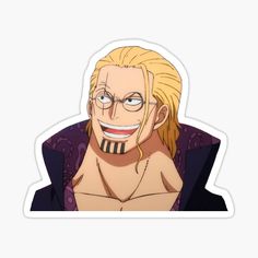 an anime character with blonde hair and glasses sticker