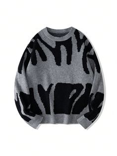 Teen Girl Loose Crew Neck SweaterI discovered amazing products on SHEIN.com, come check them out! Sweaters For Teens, Graphic Sweater Outfit, Trippy Artwork, Shein Sweater, Xmas Wishlist, Baddie Fits, Hoodie Oversize, Graphic Sweaters, Winter Pullover