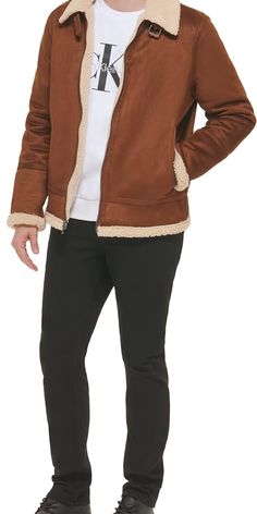 "Elevate your winter style with Calvin Klein's Faux Leather Bomber Jacket featuring a cozy shearling lining. Perfect for leather, puffer, and hoodie outfits. Make a statement in warmth and fashion! #CalvinKlein #LeatherJacket #AmazonFashion" Leather Puffer, Mens Dress Pants