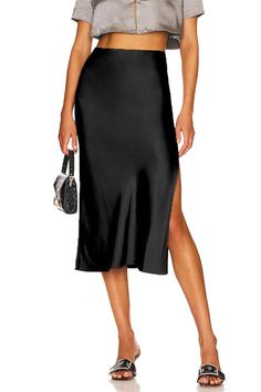 Elevate your style with the High Waist Satin Patchwork Midi Skirt. Featuring a slim fit, elegant patchwork design, and a flattering split detail, this skirt embodies sophistication and modern fashion, perfect for various stylish occasions. Details: Material: POLYESTER Elasticity: Non Stretch Fabric Type: blended Waistline: Natural Silhouette: A-LINE Size (IN) Waist Hip Skirt length S 26.38 36.22 29.92 M 27.95 37.80 30.31 L 30.31 40.16 30.91 XL 32.68 42.52 31.50 Fruit Champagne, Green Champagne, Midi Dress Plus Size, Maxi Skirt Outfits, Printed Wide Leg Pants, Satin Midi Skirt, Weave Style, Ribbed Knit Sweater, Plus Size Maxi Dresses