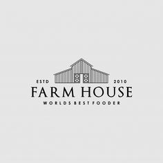 the farm house logo is shown in black on a white background with an image of a barn