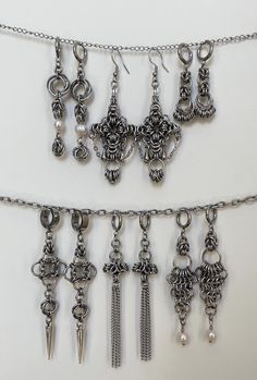 These handcrafted earrings are designed using the intricate chainmaille technique, making each pair a unique work of art. Made from durable stainless steel, they offer both elegance and longevity.  The stainless steel rings used in the earrings are 0.5 inches in size, ensuring a comfortable and secure fit. Each design incorporates the timeless beauty of chainmaille, whether adorned with pearls, tassels, or spikes, making them perfect for any occasion.  Whether you're looking for something bold, elegant, or minimalistic, these earrings add a touch of handcrafted sophistication to your collection. Chainmail Jewelry Earrings, Chainmail Ring, Chainmaille Jewelry Patterns, Chainmail Earrings, Chainmaille Earrings, Chainmaille Jewelry, Chainmail Jewelry, Chain Maille Jewelry, Chain Mail