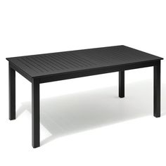 a black table on a white background with no one around it or the table is empty