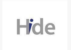 the hide logo is shown in grey and blue, with an image of a man on it